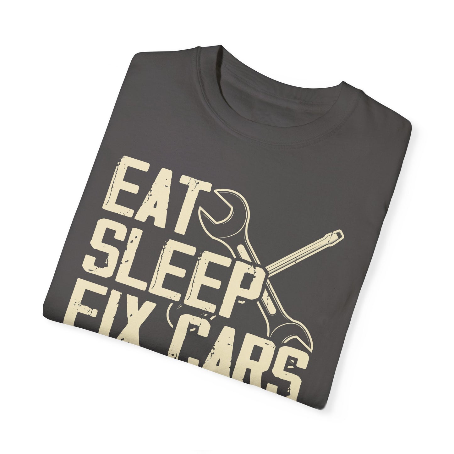 Eat Sleep Fix Cars Repeat, Comfort Colors Unisex Relaxed Fit T Shirt