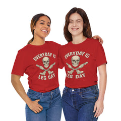 Fitness Tee | Leg Amputee Funny Skull, Everyday Leg Day Gym Shirt, Workout Top