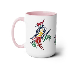 MAHJONG TILE Two-Tone Coffee Mugs, 15oz,mahjong gift,gift for gamer,board game gift,three image coffee mug,ceramic mahjong mug,gift for her