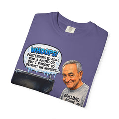Grill Master Grandpa Funny BBQ T-Shirt — "Whoops! Pretending to Grill for a Photo" Graphic Tee
