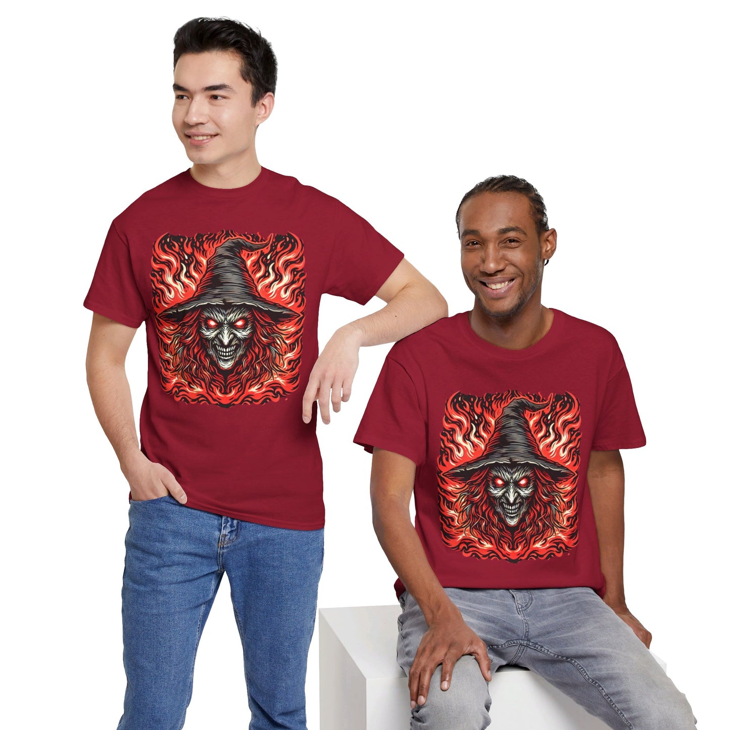 Flaming Fire Witch - Graphic Unisex Heavy Cotton Tee