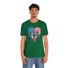 Red White and Blue Heart with Jets Graphic, Unisex Jersey Short Sleeve Tee