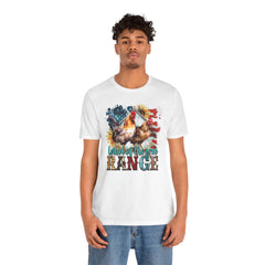 Land Of The Free RANGE Chicken Graphic, Unisex Jersey Short Sleeve Tee