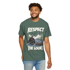Bigfoot and Alien Outdoor Canoe Adventure - Respect The Locals T-Shirt