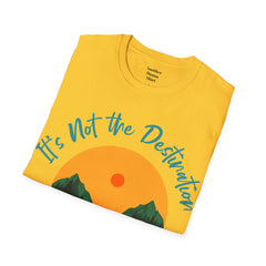 Its Not The Destination Its The Journey Retro Sunset Unisex Softstyle T-Shirt  A unique motivational expression of setting goals