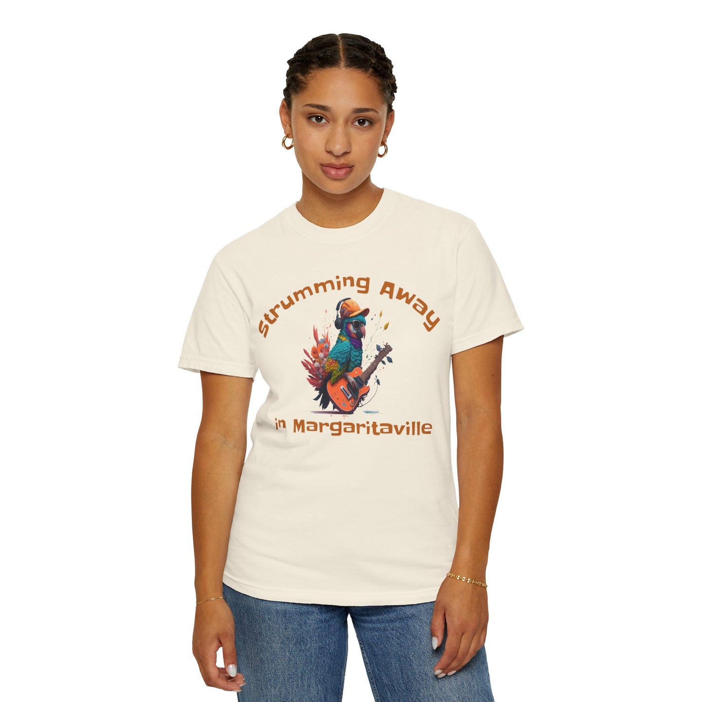 Parrot Strummin Away In Margaritaville - Unisex Garment-Dyed T-shirt