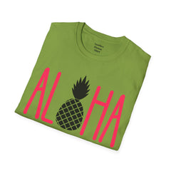 ALOHA with A PineApple Center Unisex Softstyle T-Shirt  Hawaii is so overrated. Grab a T Shirt and a PinaColada instead.