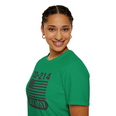 DD-214 Alumni with American Flag  Unisex Softstyle T-Shirt