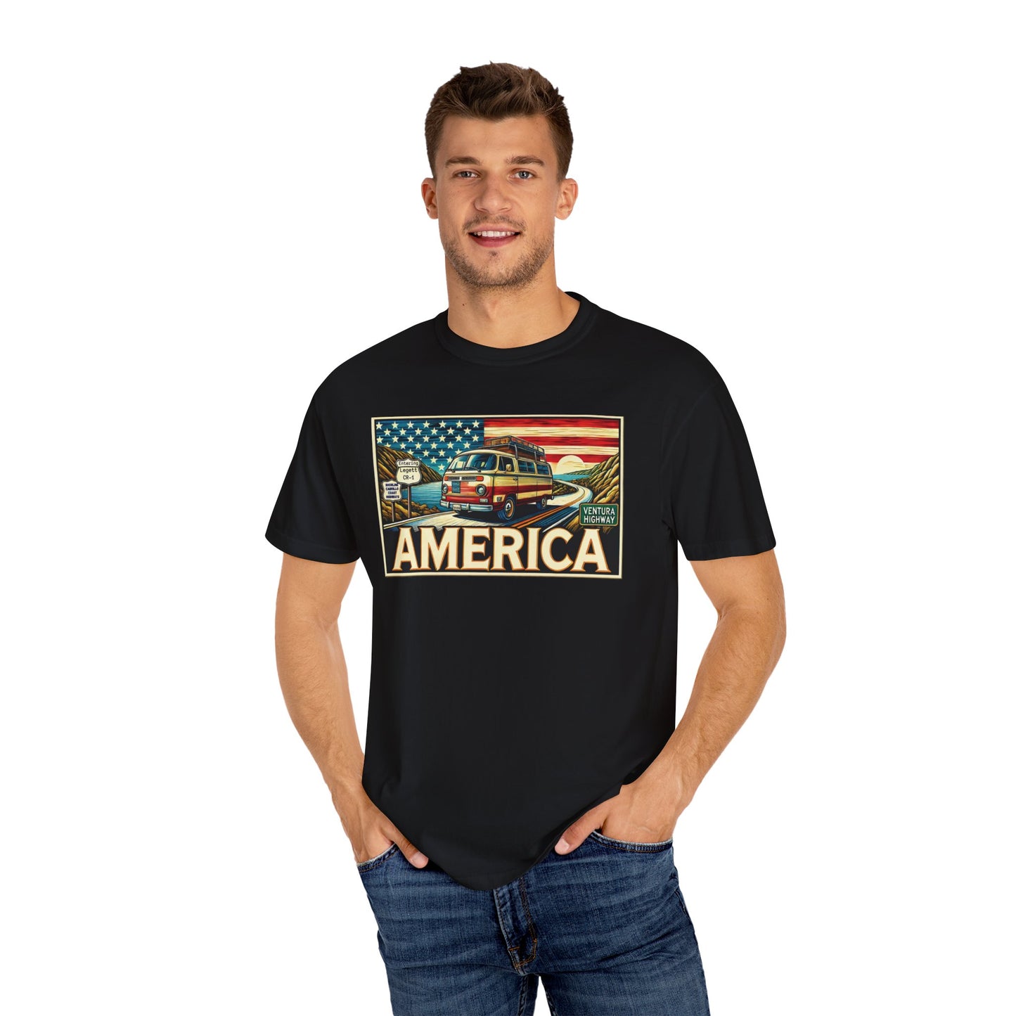 Ventura Highway Driving America Graphic Comfort Colors Unisex Garment Dyed T-shirt