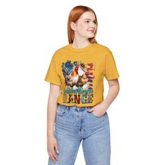 Land Of The Free RANGE Chicken Graphic, Unisex Jersey Short Sleeve Tee