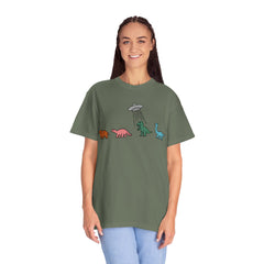 Dinosaur UFO Retro Unisex Garment-Dyed T-shirt