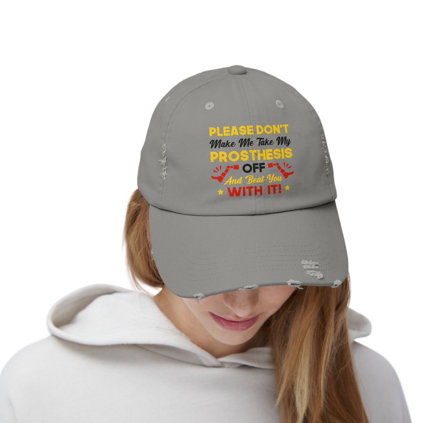 Funny Leg Amputee Quote - distressed unisex cap