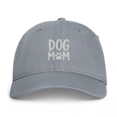 Embroidered Dog MOM Cap — Washed Coastal Baseball Hat with Paw Print