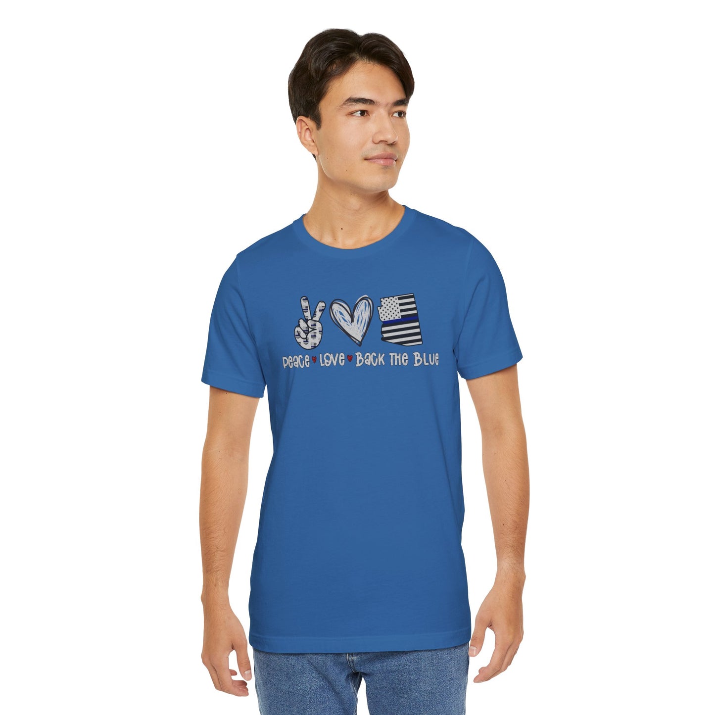 Peace Love Back The Blue in Arizona, Graphic Unisex Short Sleeve Tee