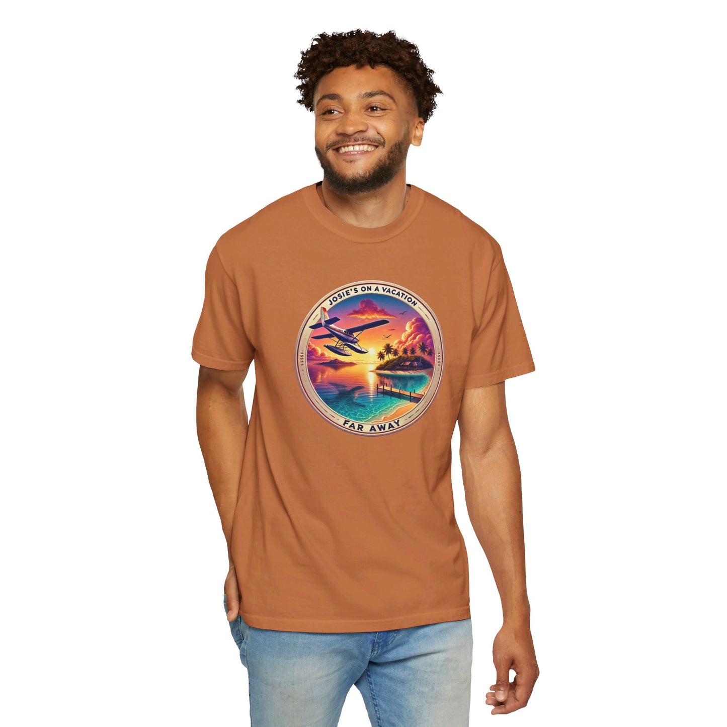 Josies On A Vacation Far Away Graphic Unisex Garment-Dyed T-shirt