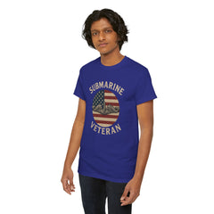 Submarine Veteran American Flag Tee | Unisex Heavy Cotton T-Shirt, Military Apparel, Veteran Gift, Patriotic Top, Casual Wear