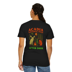 After Dark Collection Acadia National Park Unisex T-Shirt, Nature Lover Gift, Ghost Moose, Alien and Bear Camping