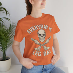 Fitness Tee | Leg Amputee Funny Skull, Everyday Leg Day Gym Shirt, Workout Top