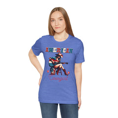 American Cowgirl, Playing Guitar Graphic, Unisex Jersey Short Sleeve Tee