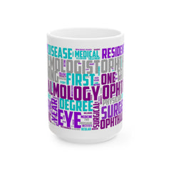 Ophthalmology Word Cloud Ceramic Mug — Eye Doctor Resident Gift (11oz/15oz)
