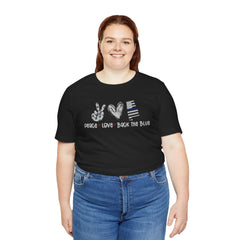 Peace Love Back The Blue in Alabama, Graphic Unisex Short Sleeve Tee