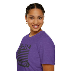 DD-214 Alumni with American Flag  Unisex Softstyle T-Shirt