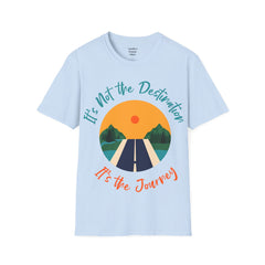 Its Not The Destination Its The Journey Retro Sunset Unisex Softstyle T-Shirt  A unique motivational expression of setting goals