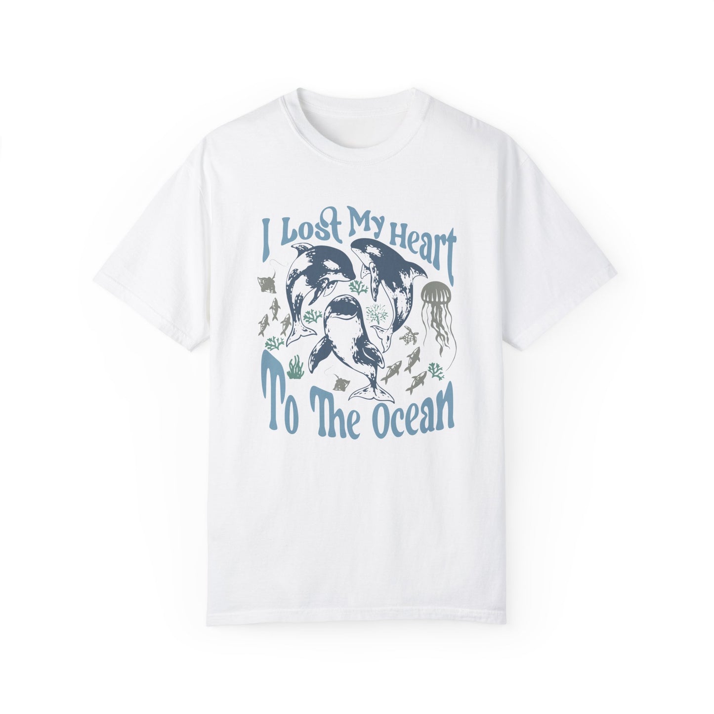 Sea Creatures, I Lost My Heart To The Ocean -  Graphic Unisex Garment-Dyed T-shirt