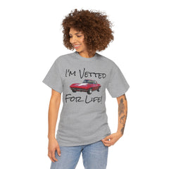 Red Corvette Summer Unisex Tee - I'm Vetted For Life Front and Back Image T Shirt
