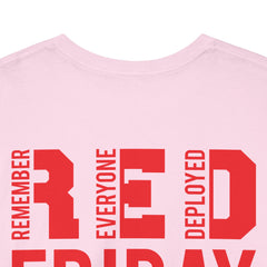 SUBMARINER RED Friday T Shirt with Fouled Anchor, American Flag, FBM / Boomer Silhouette. Remember Everyone Deployed, Dolphins