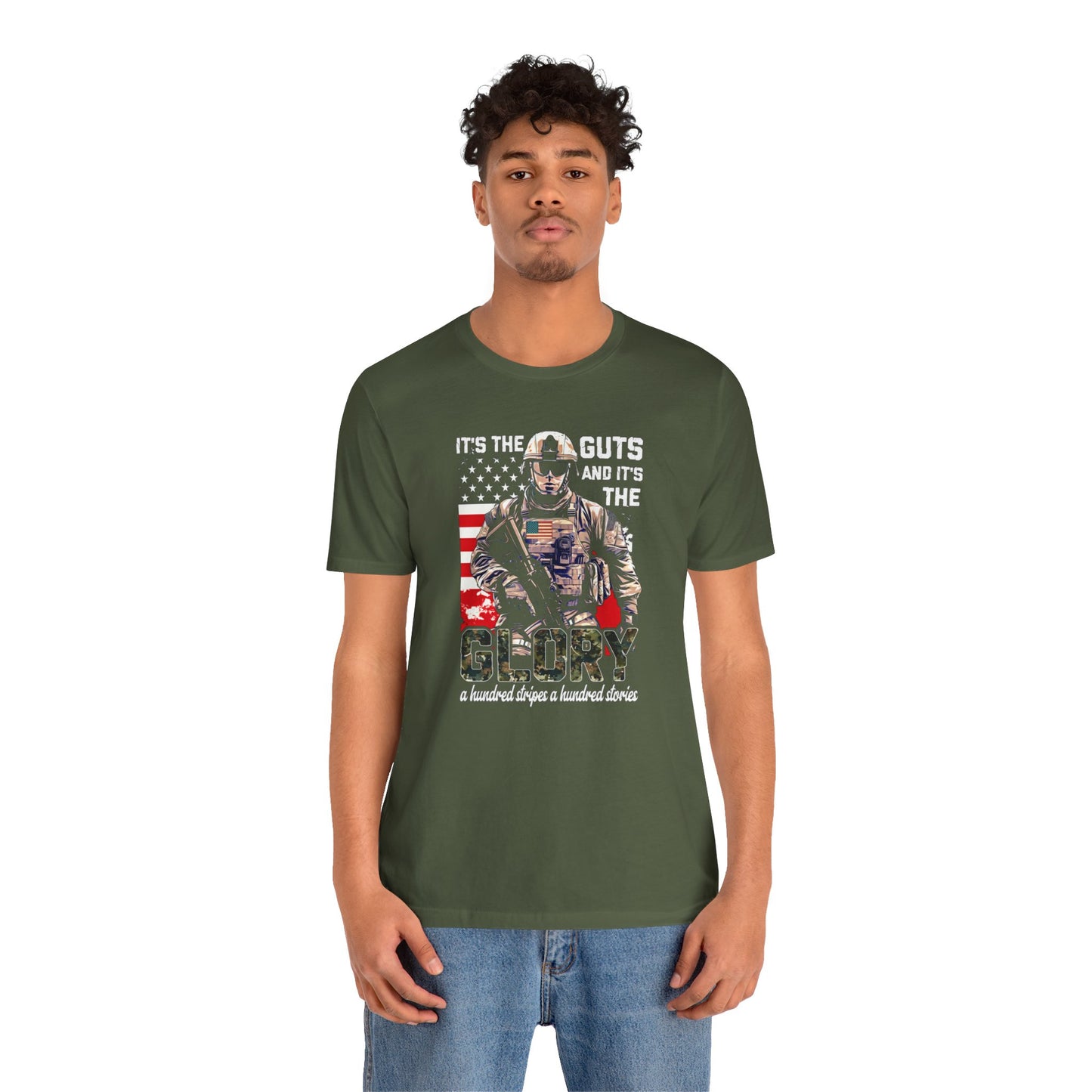 Patrotic American Soldier, Its The Guts And The Glory, Unisex Jersey Short Sleeve Tee