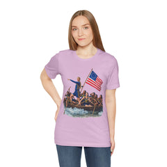 Historical Fever Patriot T‑Shirt — Revolutionary Flag Rowboat Design