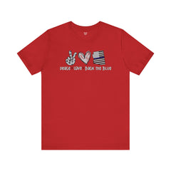 Peace Love Back The Blue in Arizona, Graphic Unisex Short Sleeve Tee