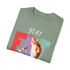 Stay Fat Lazy and Happy Cat - Graphic Unisex Garment-Dyed T-shirt