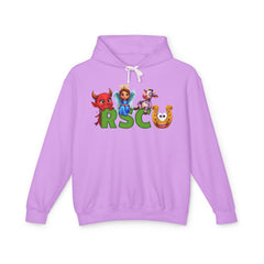 Russell Sage College Mascot Unisex Hoodie - Russell Sage Purple Cow, Red Devil, Golden Horseshoe, Blue Angel Design