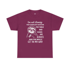 Clumsy Funny Sloth Graphic Tee | Unisex Heavy Cotton Tee | Great Gift for Animal Lovers, Birthdays, Casual Wear, Humorous Gifts, Everyday Style