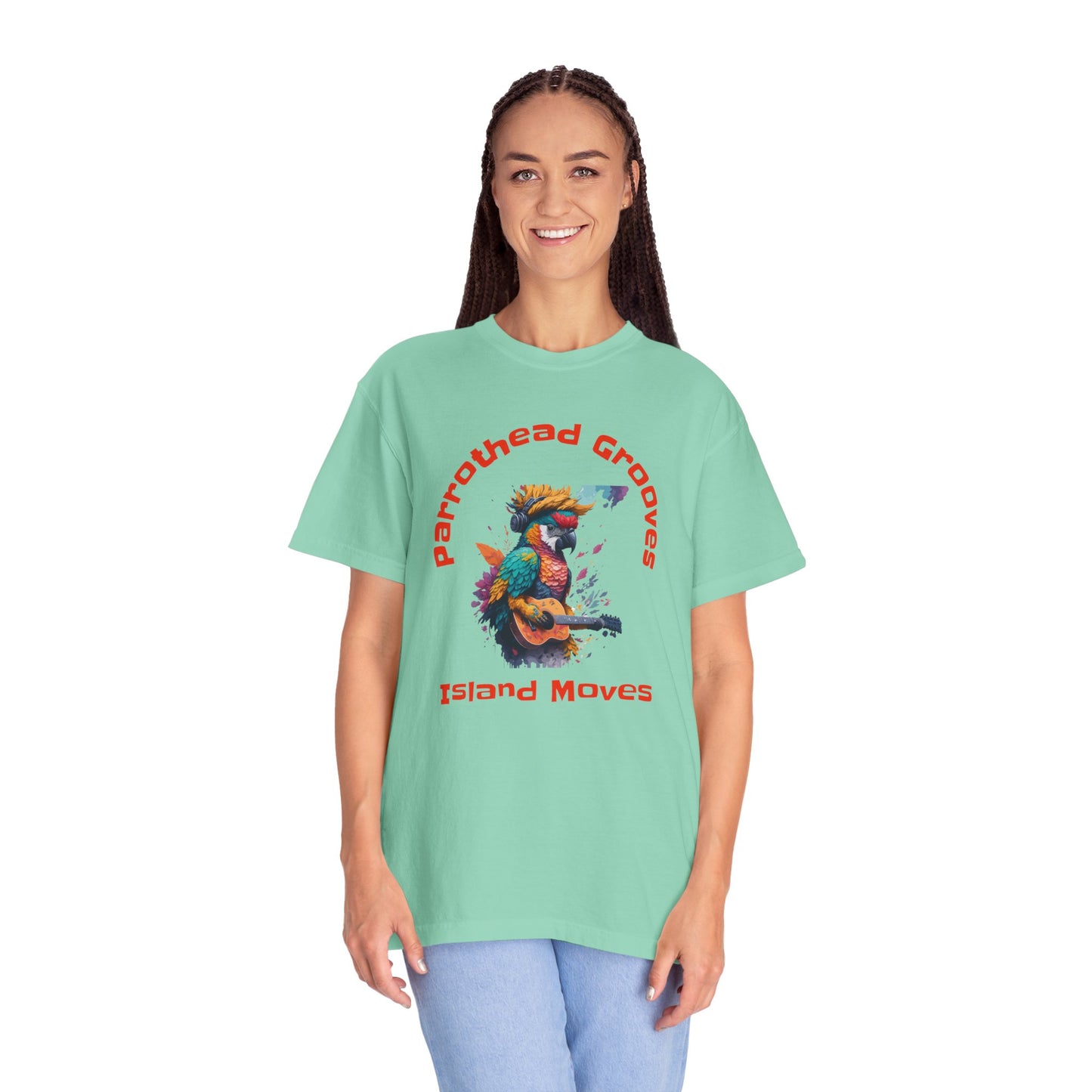 Parrothead Grooves, Island Moves - Unisex Garment-Dyed T-shirt