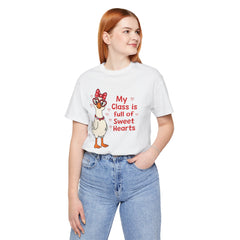 Teacher Valentine T-Shirt — "My Class Is Full of Sweet Hearts" Cute Duck Design