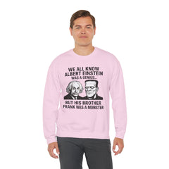 Funny Albert Einstein Geek Crewneck Sweatshirt, Science Lovers Gift, Frankenstein Halloween Apparel