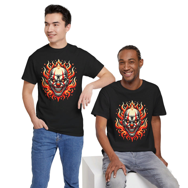 Flaming Fire Clown - Graphic Unisex Heavy Cotton Tee