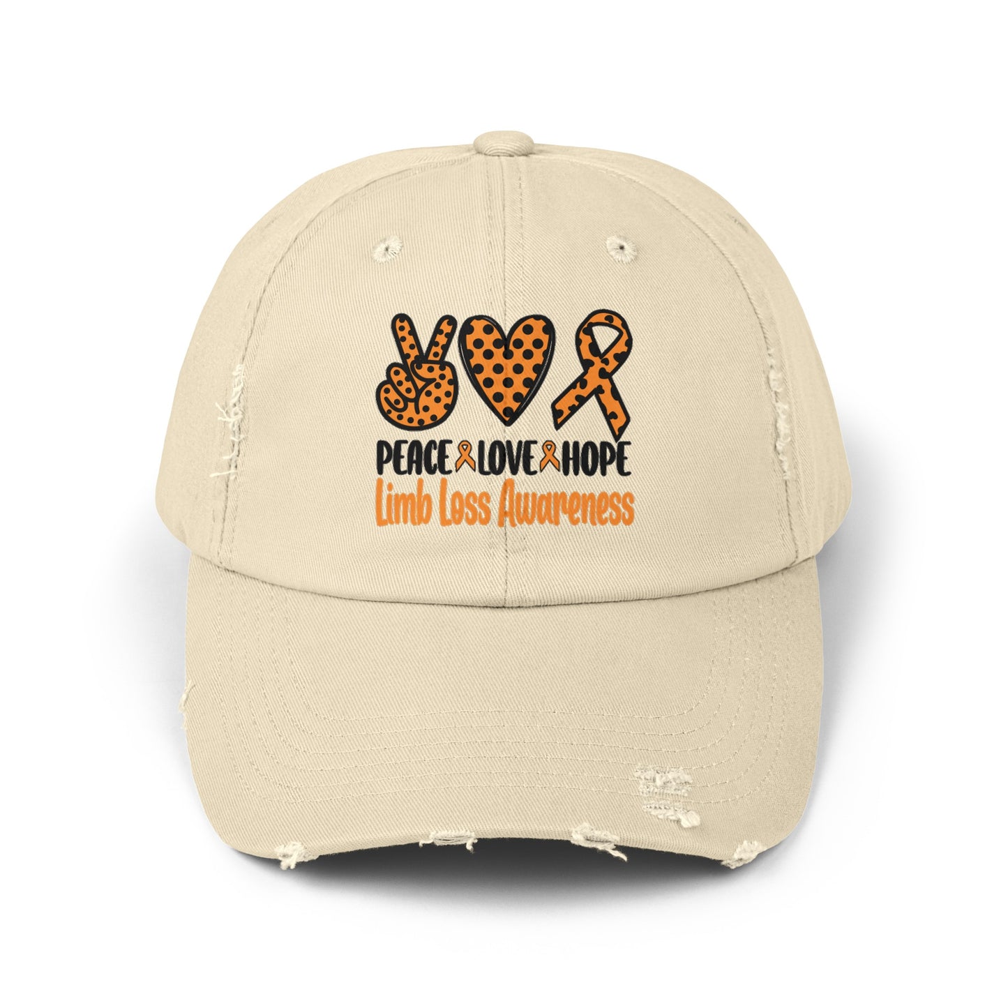 Amputee Awareness cap, Peace Love Hope , Limb Loss Awareness cap, distressed unisex graphic hat, amputee gift, recovery encouragement gift