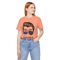 BACK THE BLUE Dad with Glasses, Graphic Unisex Short Sleeve Tee