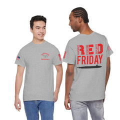 SUBMARINER RED Friday T Shirt with Fouled Anchor, American Flag, FBM / Boomer Silhouette. Remember Everyone Deployed, Dolphins
