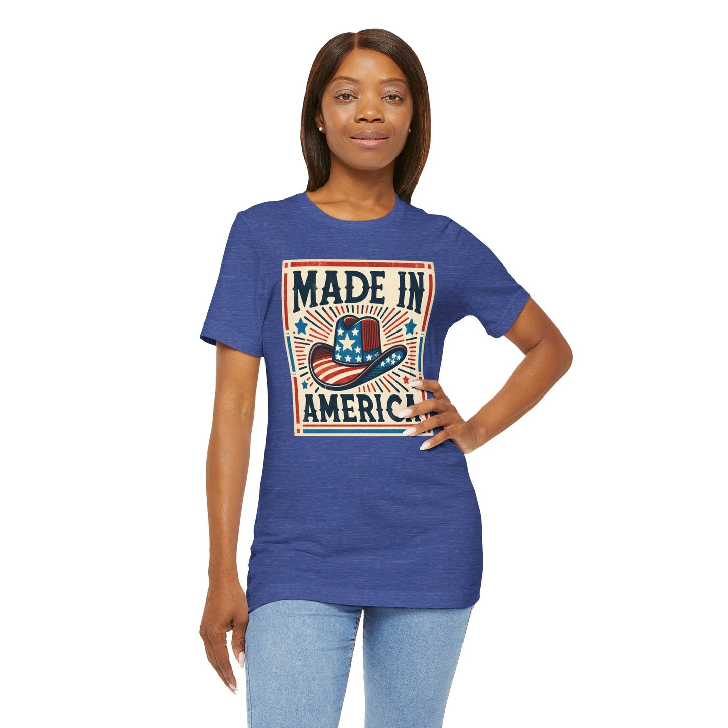 Made In America Cowboy Hat Graphic, Unisex Jersey Short Sleeve Tee