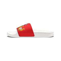 Russell Sage College Mascot Characters Graphic Women's Summer Slide Sandals -  Purple Cow, Red Devil, Golden Horseshoe, Blue Angel