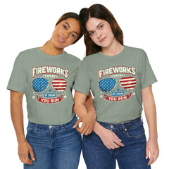 Fireworks Expert, If I Run You Run, Sunglasses  Graphic, Unisex Jersey Short Sleeve Tee
