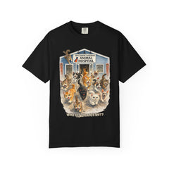 Front Graphic "Who Let the Cats Out?" Baldwin Harbor Animal Hospital Cute Vet Clinic T Shirt