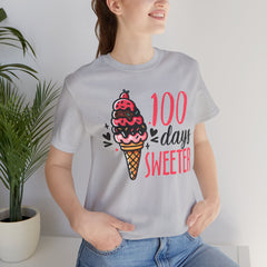 100 Days of School Unisex Tee | Elementary School, Ice Cream, Teacher Apparel