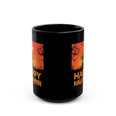 Happy Halloween Tree Monster - Graphic Black Mug (11oz, 15oz)