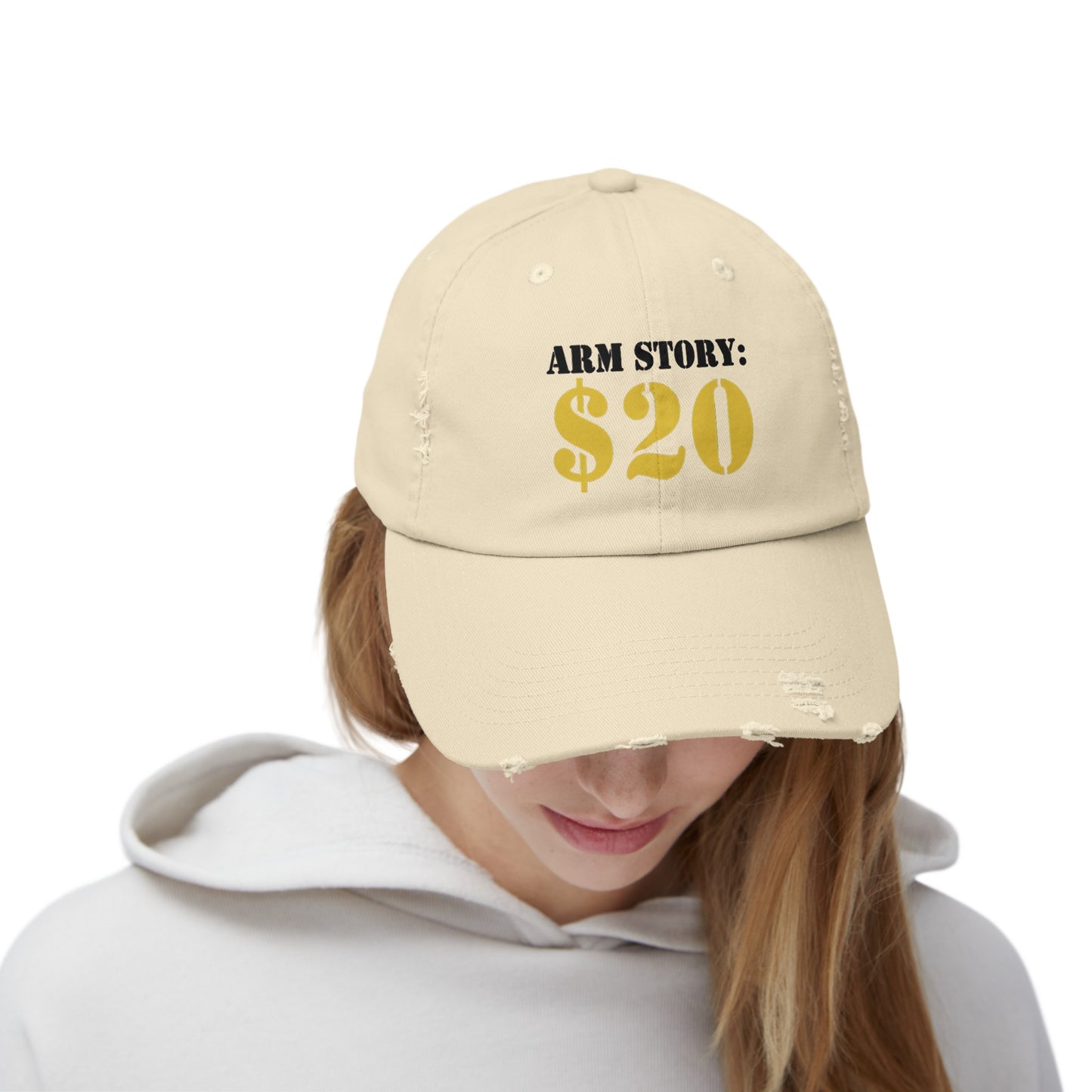 Funny Arm Amputee cap, Arm Story 20 dollars , Limb Loss Awareness, distressed unisex graphic hat, amputee gift, recovery encouragement gift